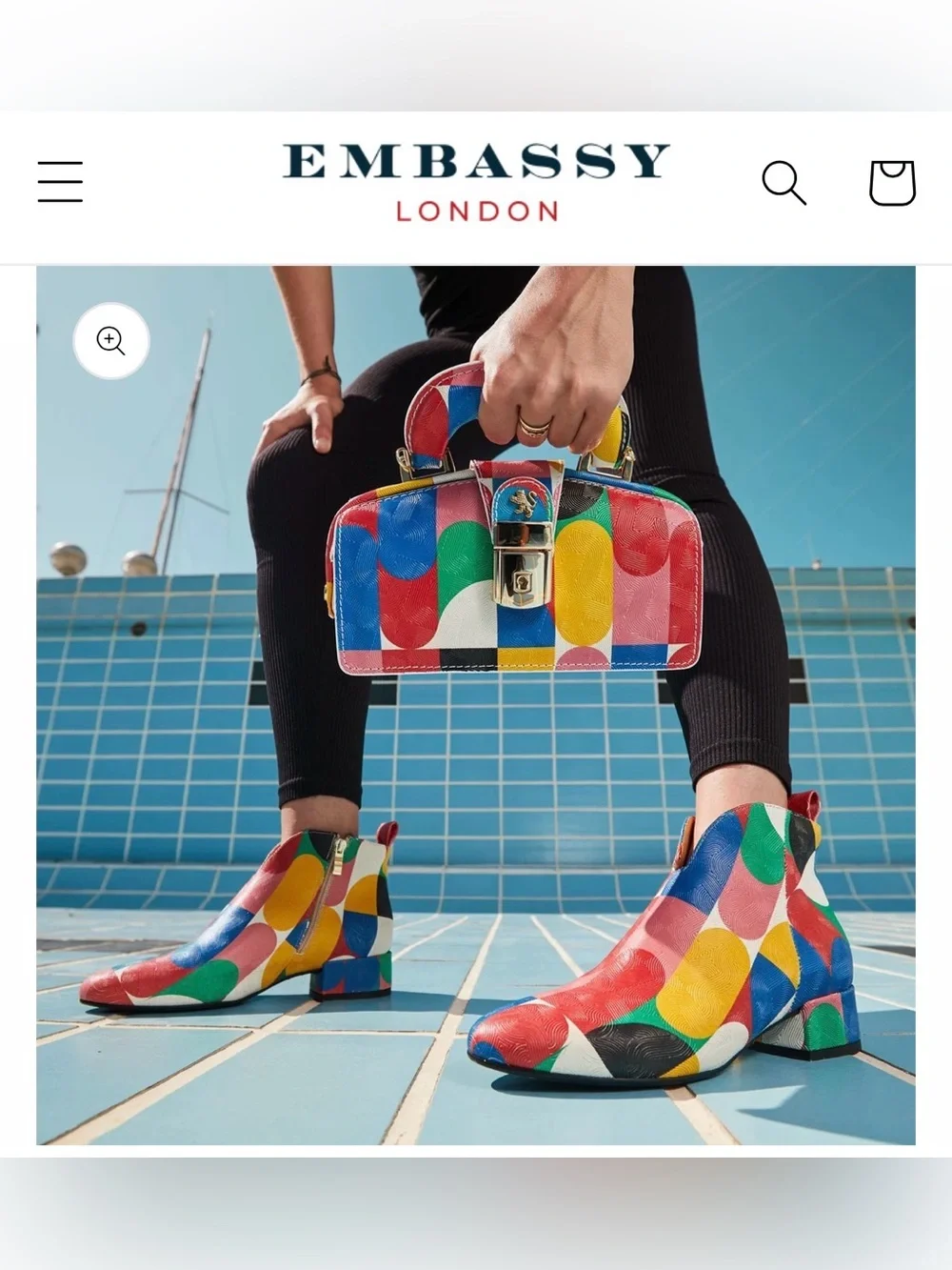 Embassy London Iris Groovy Ankle Boots Geometric Leather Block Heel EU38 Women 7